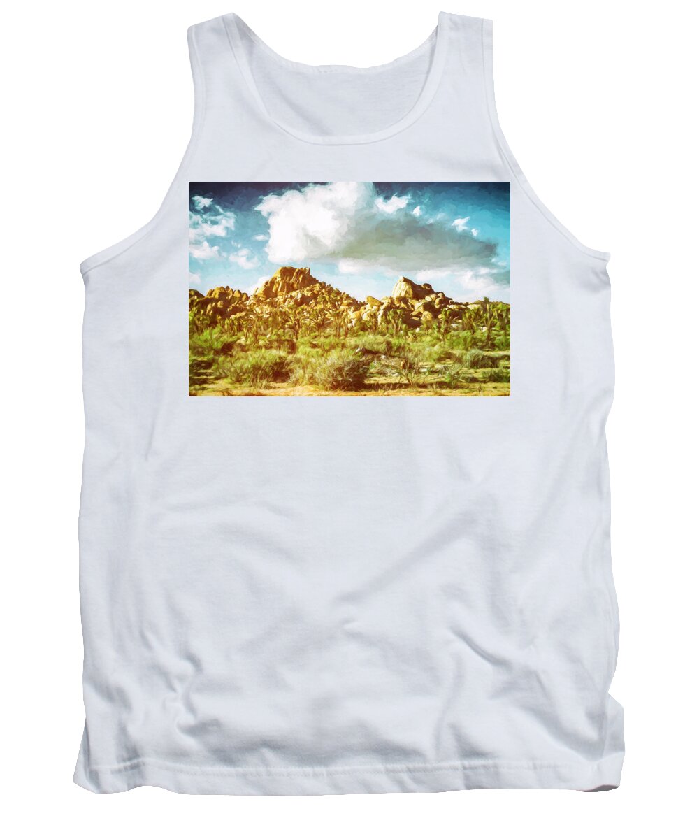 Joshua Tree National Park Tank Top featuring the photograph Magical Joshua Tree National Park Painterly Effect by Joseph S Giacalone