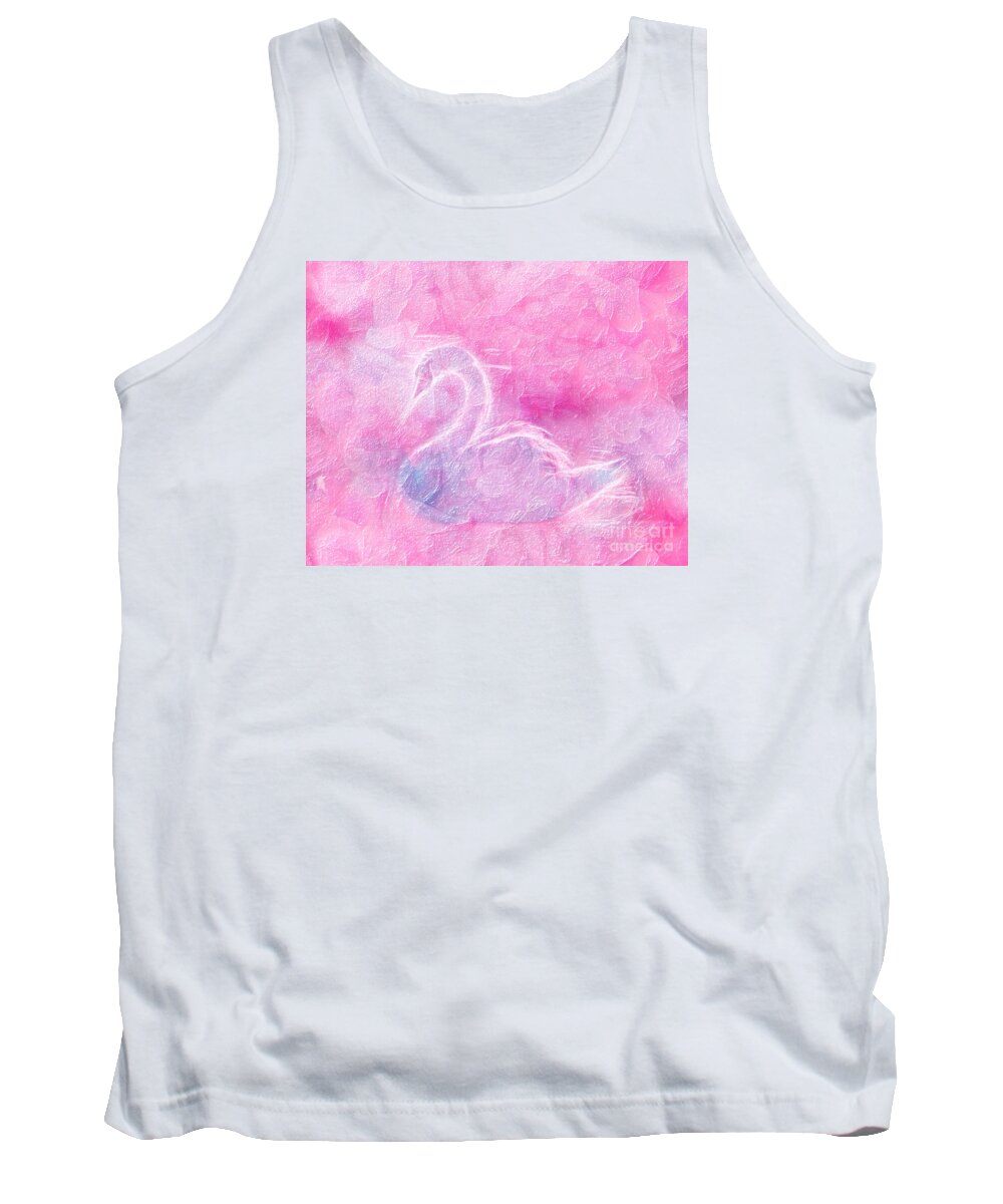 Birds Tank Top featuring the digital art Magical White Swan by Chris Bee