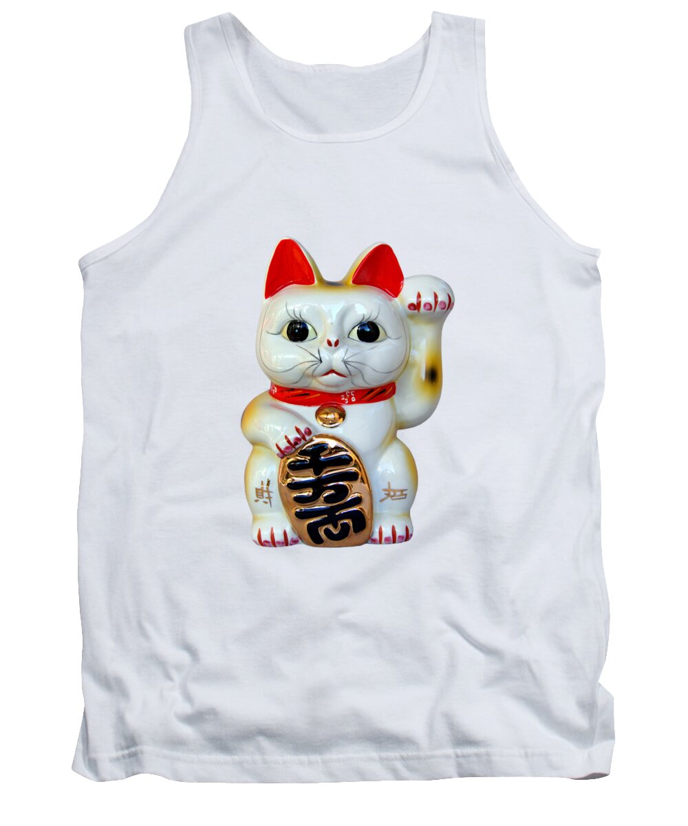 Lucky Tank Top featuring the photograph Maneki neko lucky cat by Delphimages Photo Creations