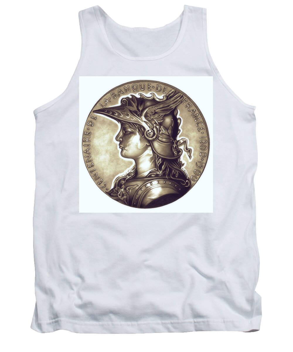 Coin Tank Top featuring the drawing Marianne - White Chocolate Edition by Fred Larucci