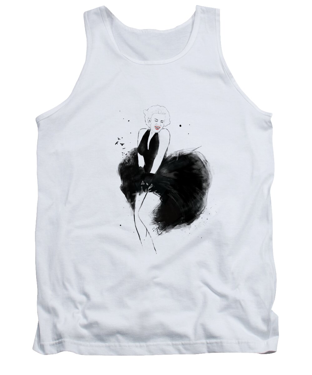 Drawing Tank Top featuring the drawing Marilyn by Balazs Solti