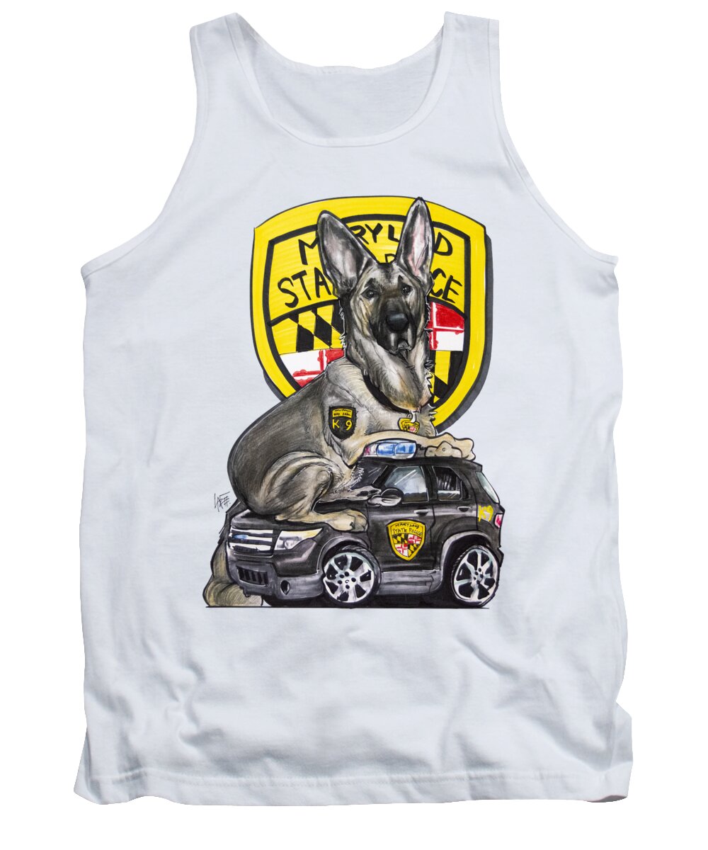 Dog Tank Top featuring the drawing Maryland Police German Shepherd 1 by Canine Caricatures By John LaFree
