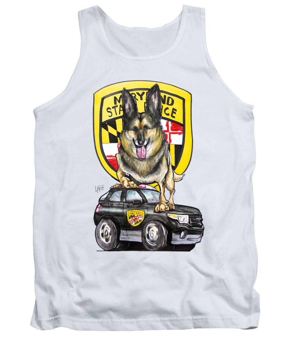 Dog Tank Top featuring the drawing Maryland Police German Shepherd 2 by Canine Caricatures By John LaFree