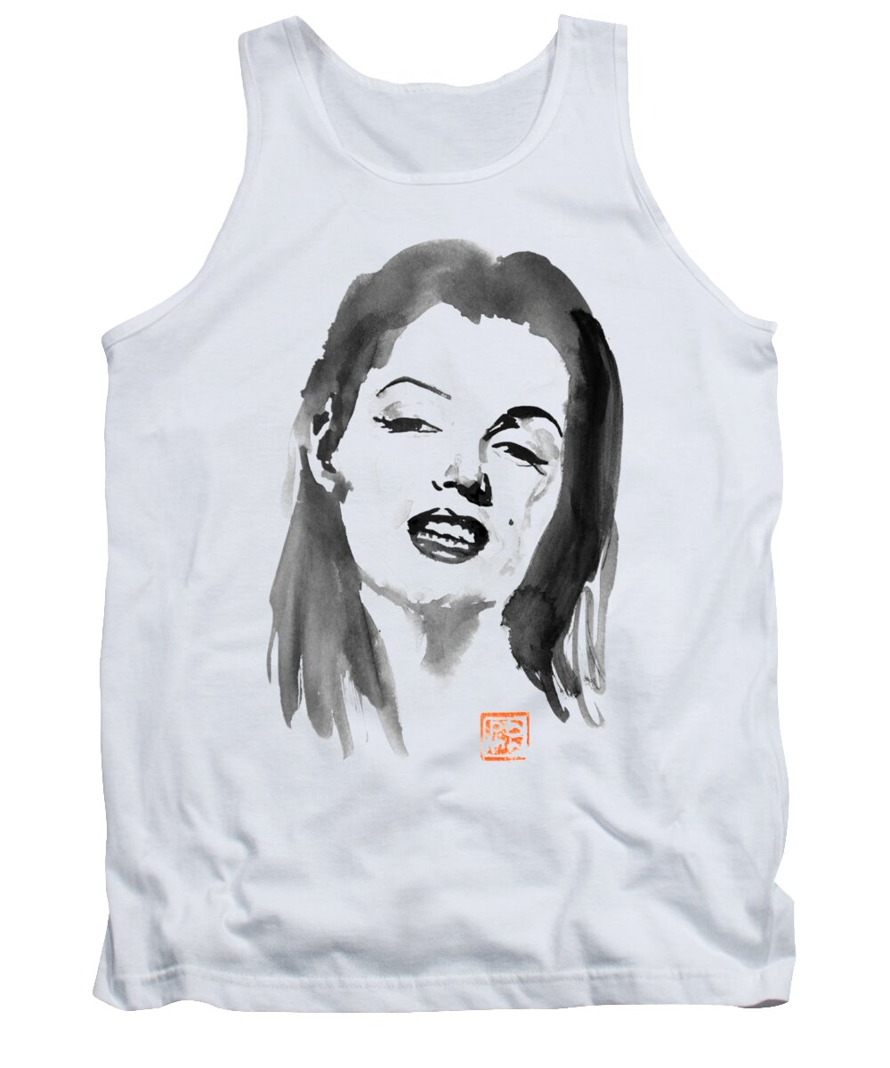 Marylin Monroe Tank Top featuring the painting Marylin Monroe by Pechane Sumie