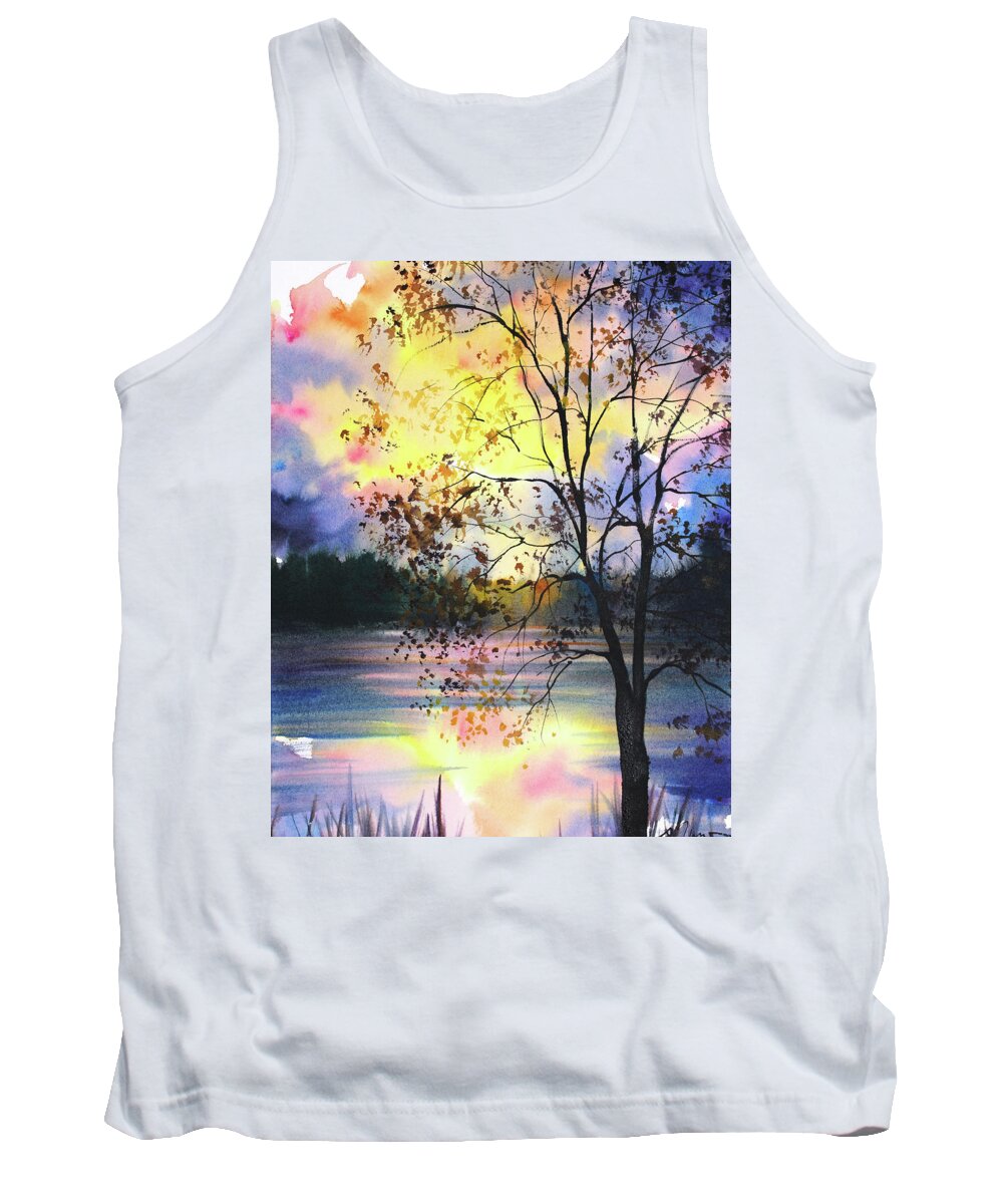  Tank Top featuring the painting May 2020 No.1 Sunrise Over The Lake by Sumiyo Toribe