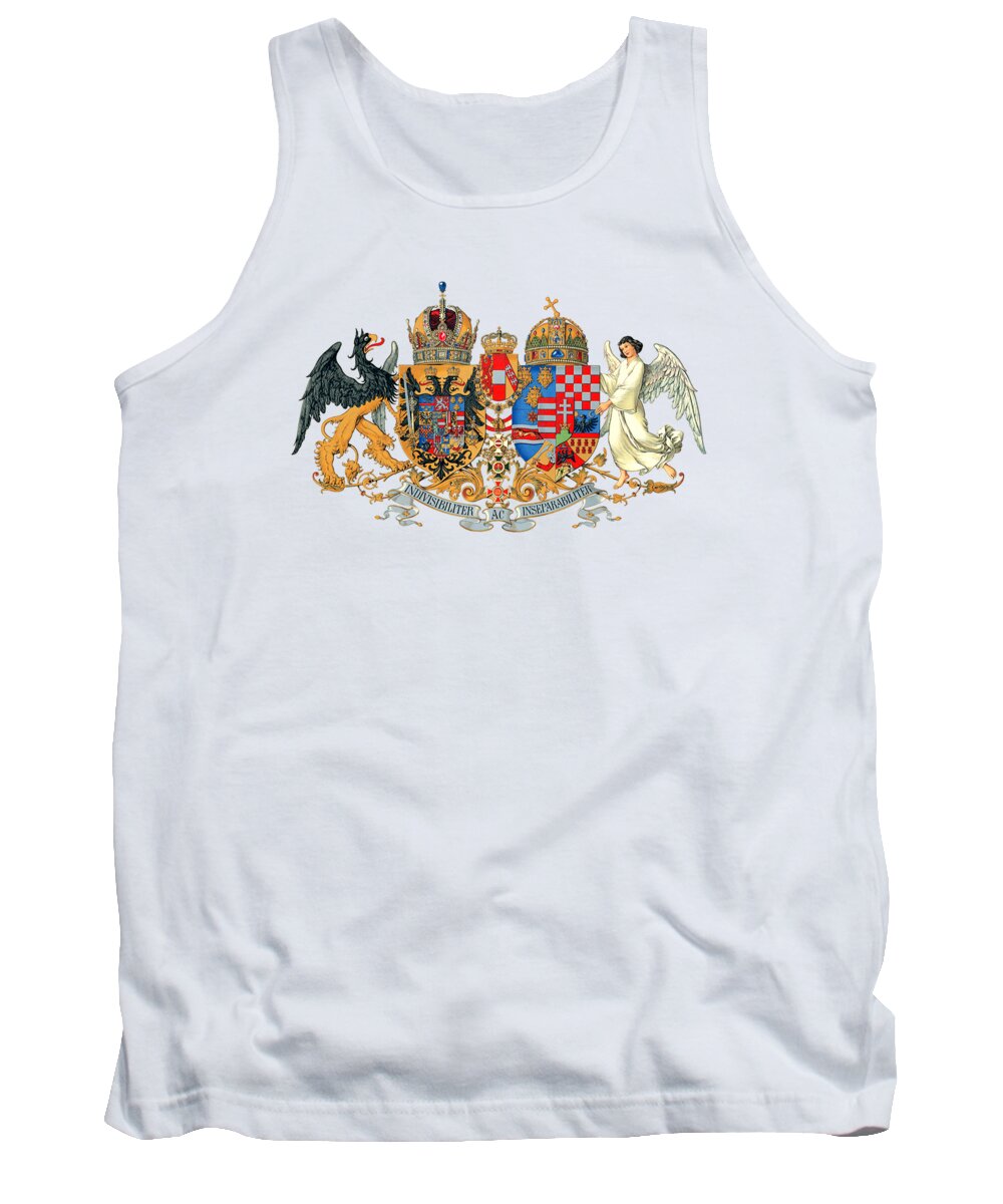 Coat Of Arms; Coat Of Arms Of Austria-hungary; Doppeladler; Habsburg; Mitteleuropa; Austria; Hungary; Austrian Empire; Donaumonarchie; Dual Monarchy Tank Top featuring the drawing Medium common Coat of Arms of Austria-Hungary, 1915 by Helga Novelli