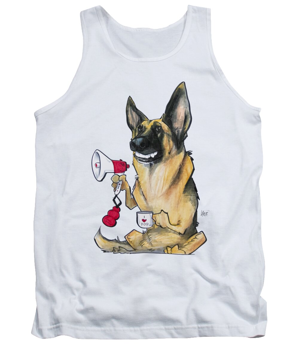 Dog Tank Top featuring the drawing Megaphone German Shepherd by Canine Caricatures By John LaFree