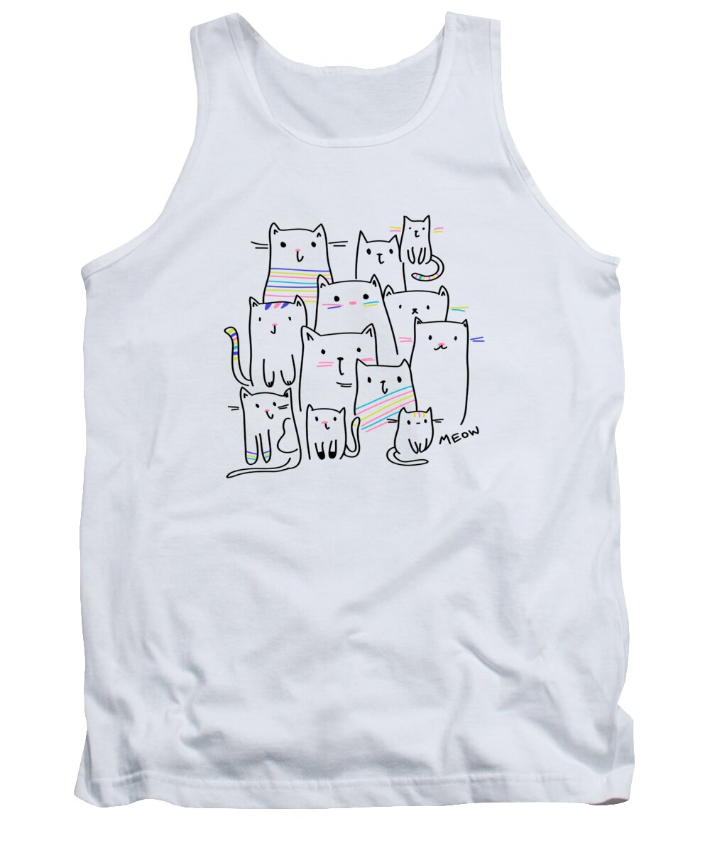 Baby Room Tank Top featuring the drawing Meow Kitties by Beautify My Walls