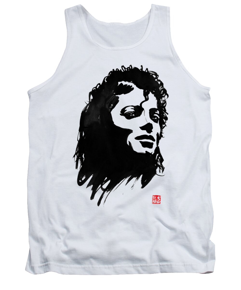 Michael Jackson Tank Top featuring the painting Michael Jackson by Pechane Sumie