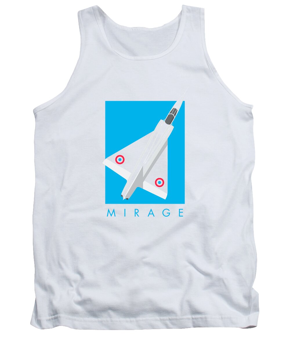 Aircraft Tank Top featuring the digital art Mirage III Fighter Jet - Cyan by Organic Synthesis