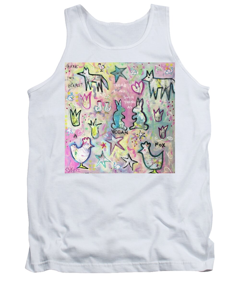 Bunnies Tank Top featuring the painting Modern Fairy Tale by Cyndie Katz