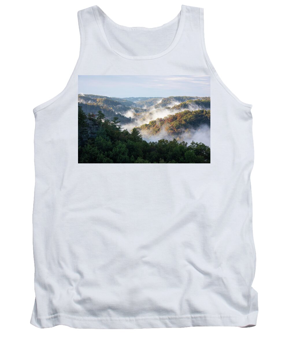 Fog Tank Top featuring the photograph Morning in Fog by Cris Ritchie