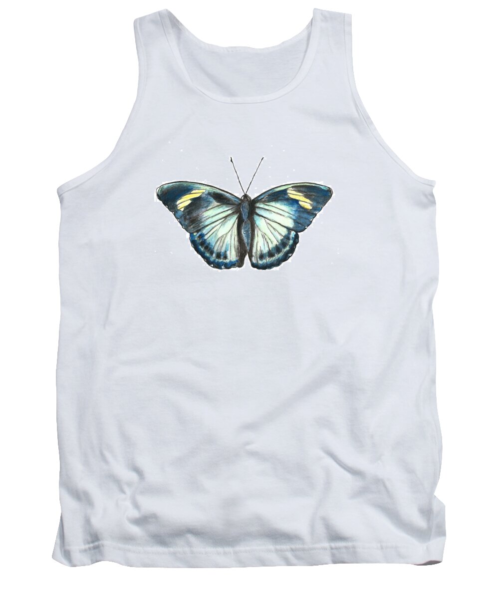 Butterfly Tank Top featuring the painting Morpho Butterfly by Pamela Schwartz