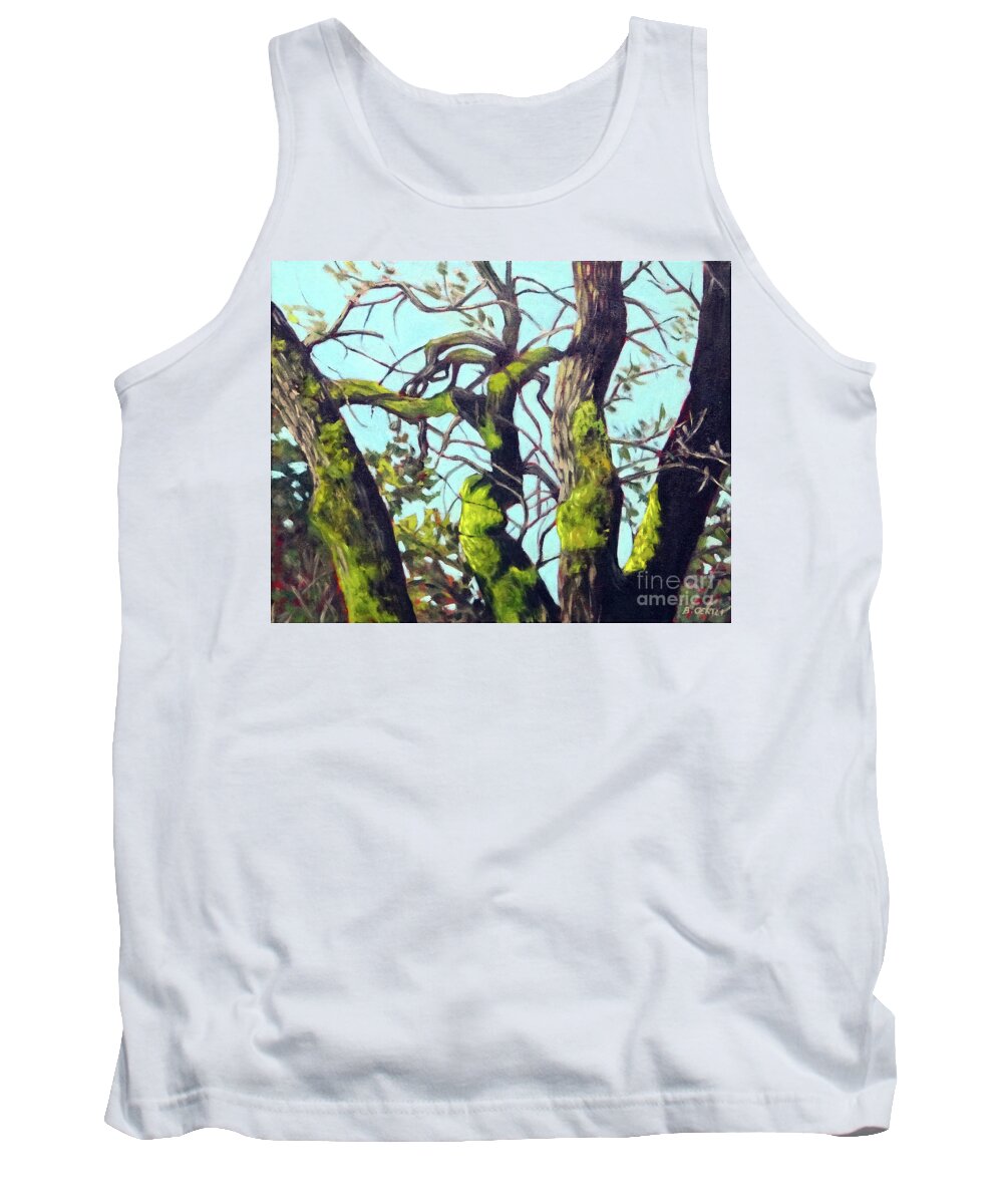 Northern California Landscape Tank Top featuring the painting Moss on Oaks, Oroville CA by Barbara Oertli