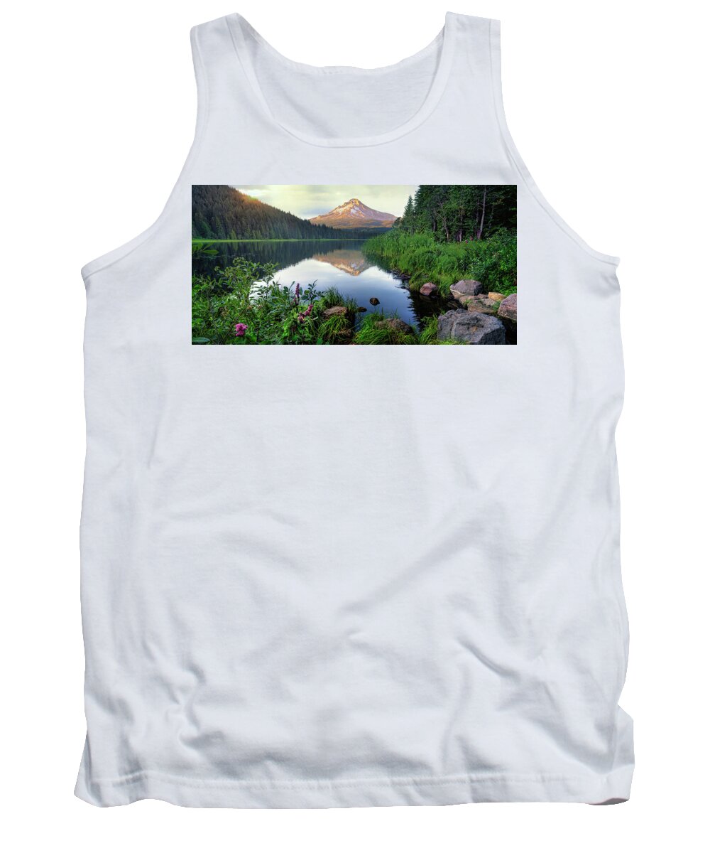 Reflection Tank Top featuring the photograph Mt. Hood Reflected in Trilliium Lake by Michael Ash