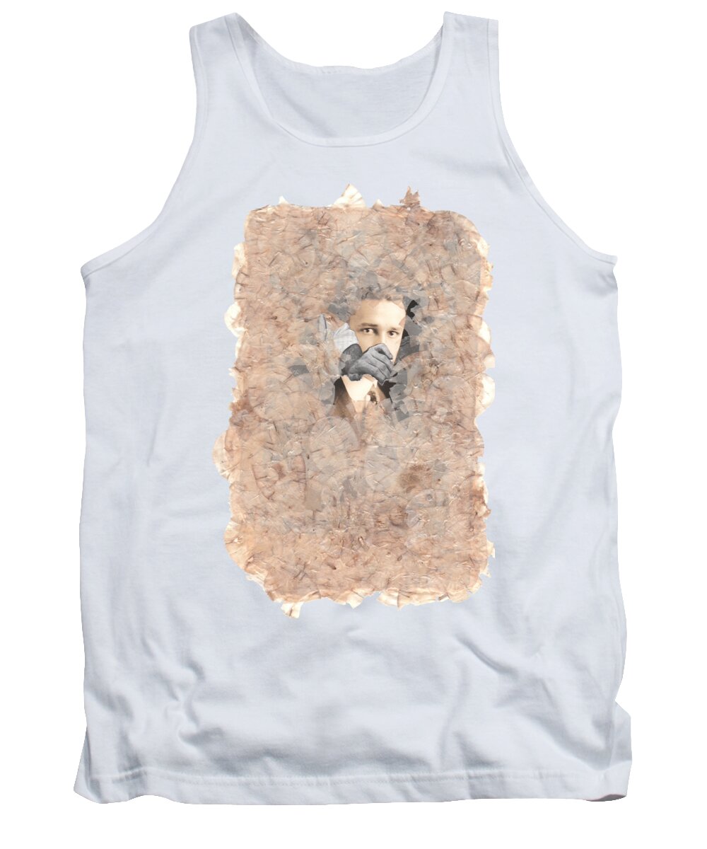 Collage Tank Top featuring the mixed media Muffled by Matthew Lazure