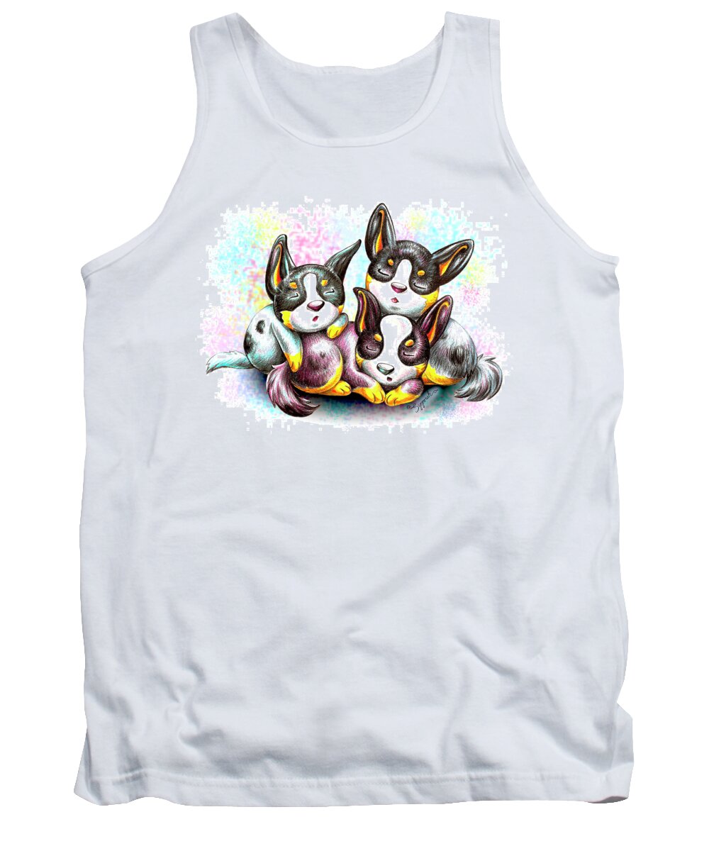 Puppy Tank Top featuring the drawing NAPTIME Australian Cattle Dogs by Sipporah Art and Illustration