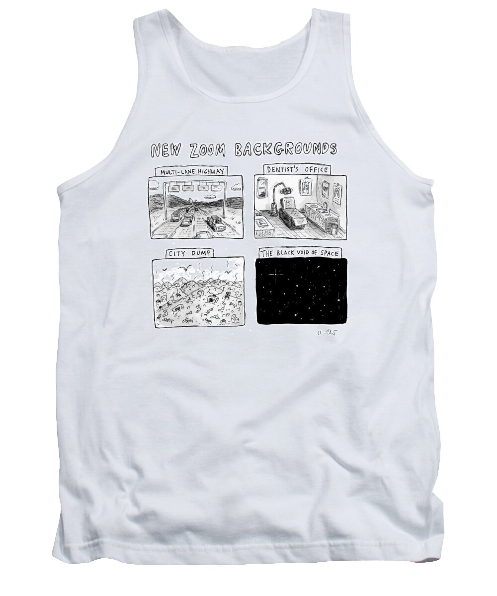 Captionless Tank Top featuring the drawing New Zoom Backgrounds by Roz Chast