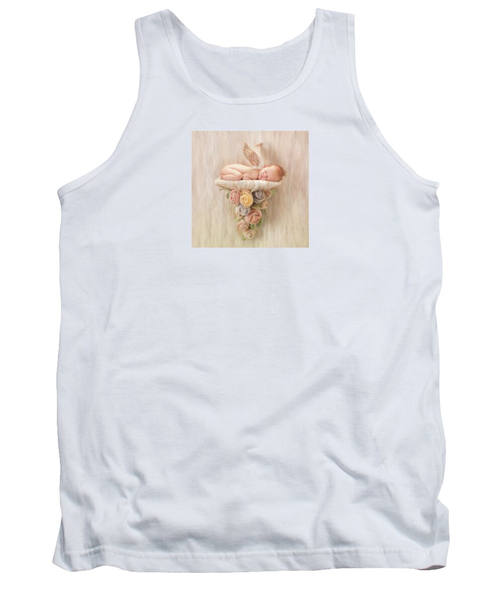 Angel Tank Top featuring the photograph Newborn Angel with Roses by Anne Geddes