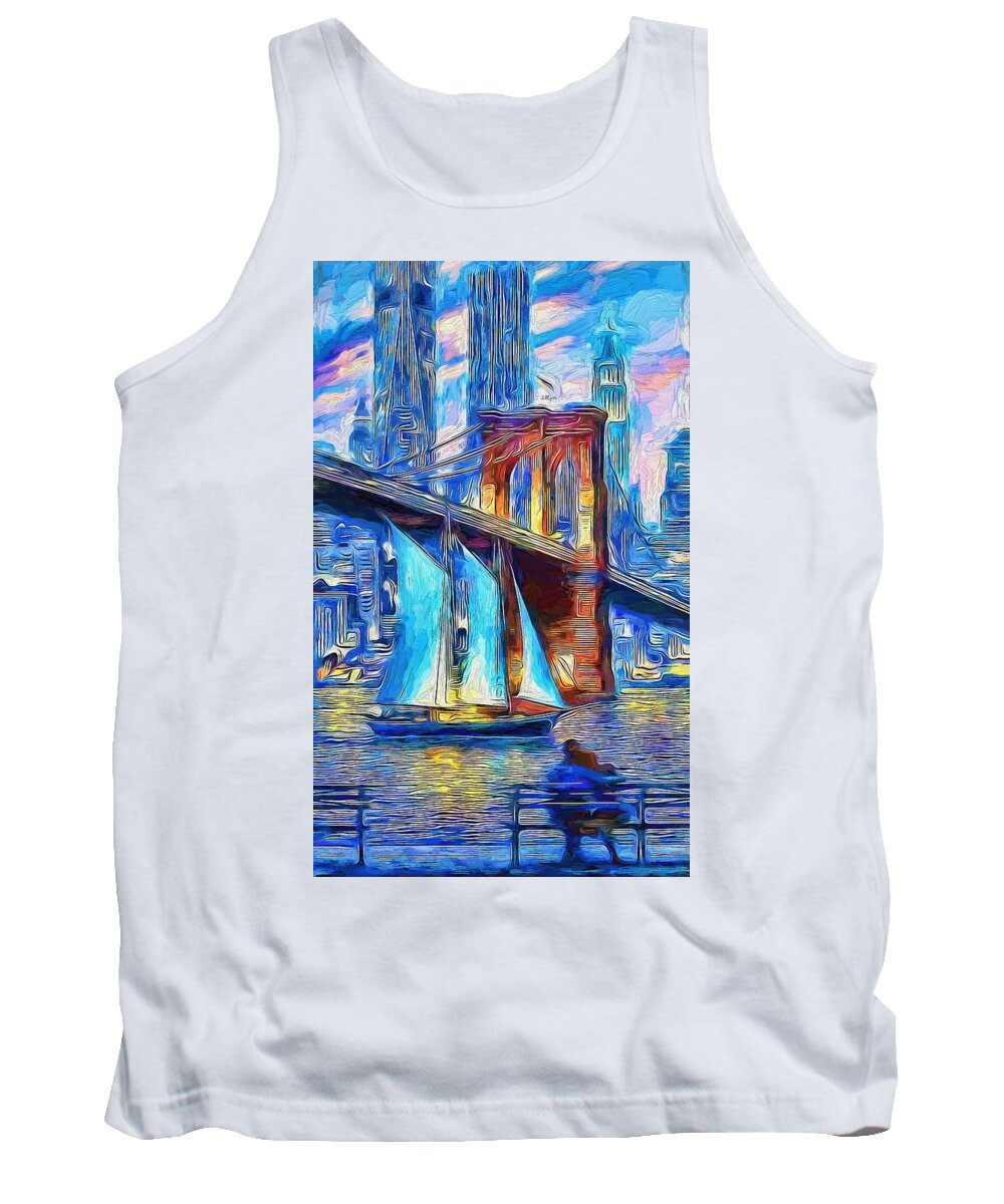 Paint Tank Top featuring the painting Night come to NY by Nenad Vasic