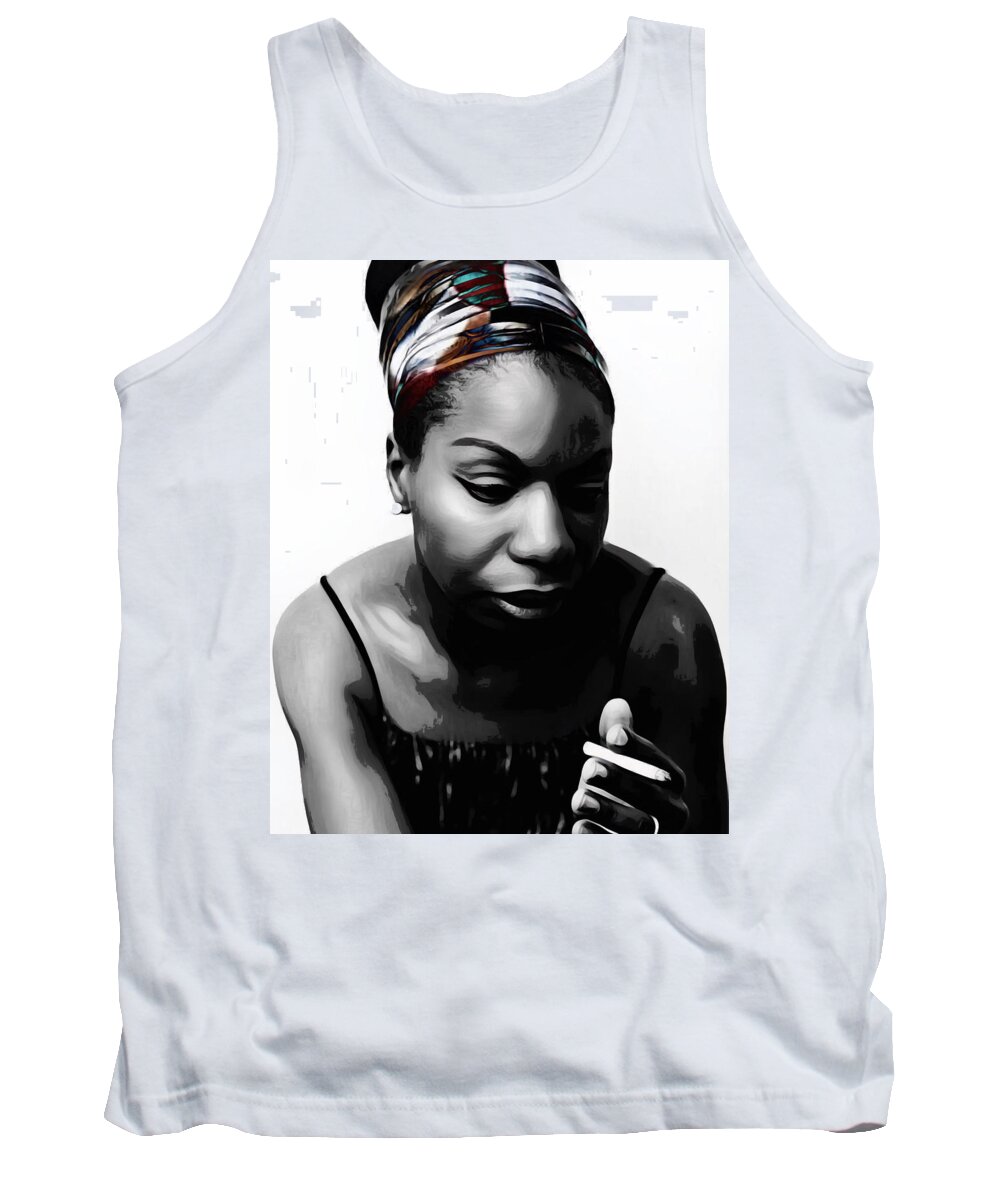 Abstract Tank Top featuring the mixed media Nina Simone by Canessa Thomas