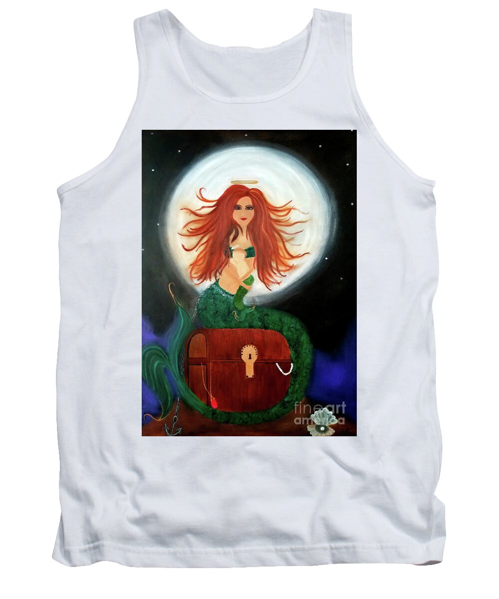 Mermaid Tank Top featuring the painting No Greater Treasure by Artist Linda Marie