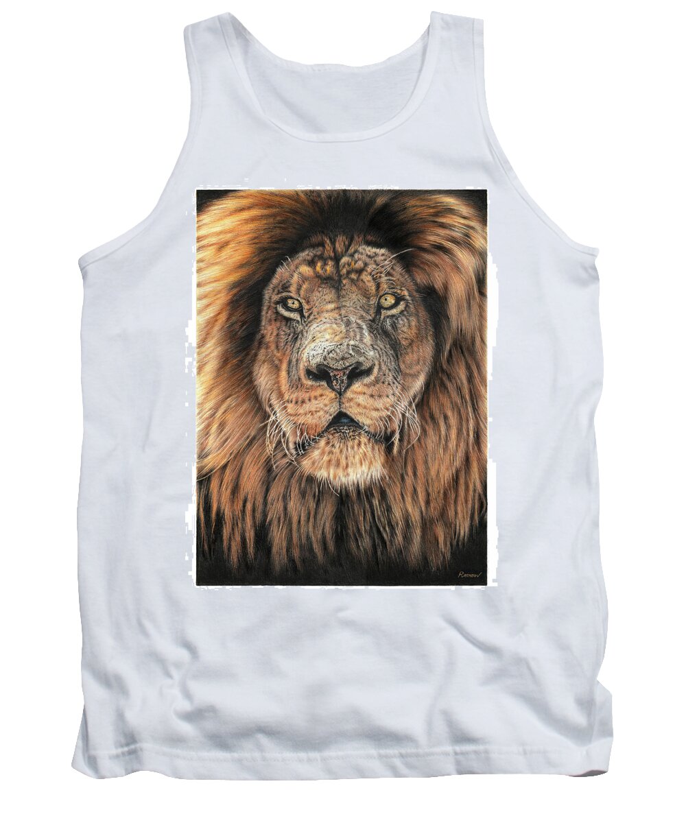 King Tank Top featuring the drawing Noble King by Casey 'Remrov' Vormer