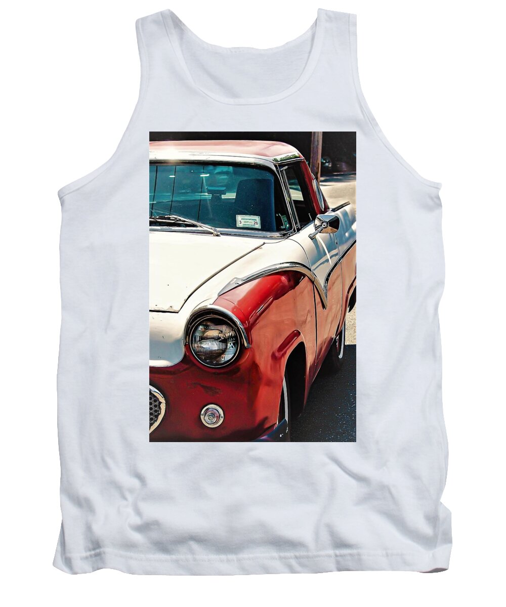 Old Car Red Metal Tank Top featuring the photograph Old Car by John Linnemeyer