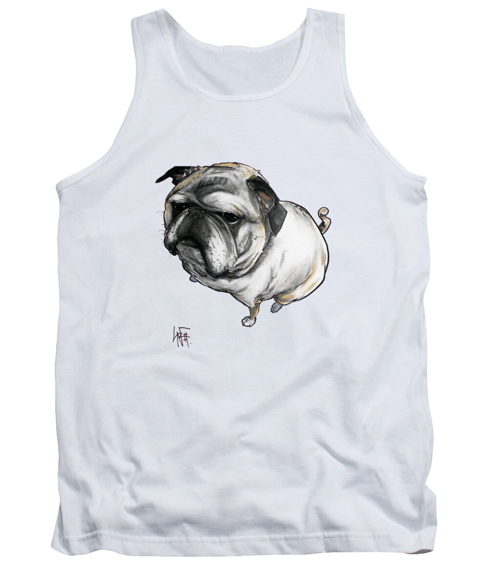 Pug Tank Top featuring the drawing Old Pug by Canine Caricatures By John LaFree