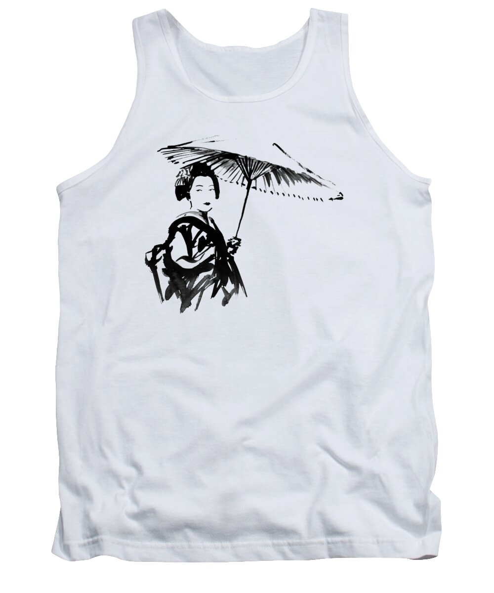 Umbrella Tank Top featuring the painting Ombrella by Pechane Sumie