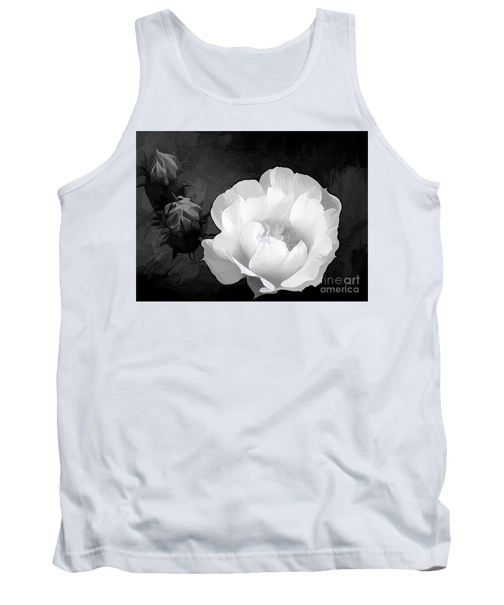 Prickly Pear Tank Top featuring the photograph Opuntia Flower in Acrylic BW by Diana Mary Sharpton