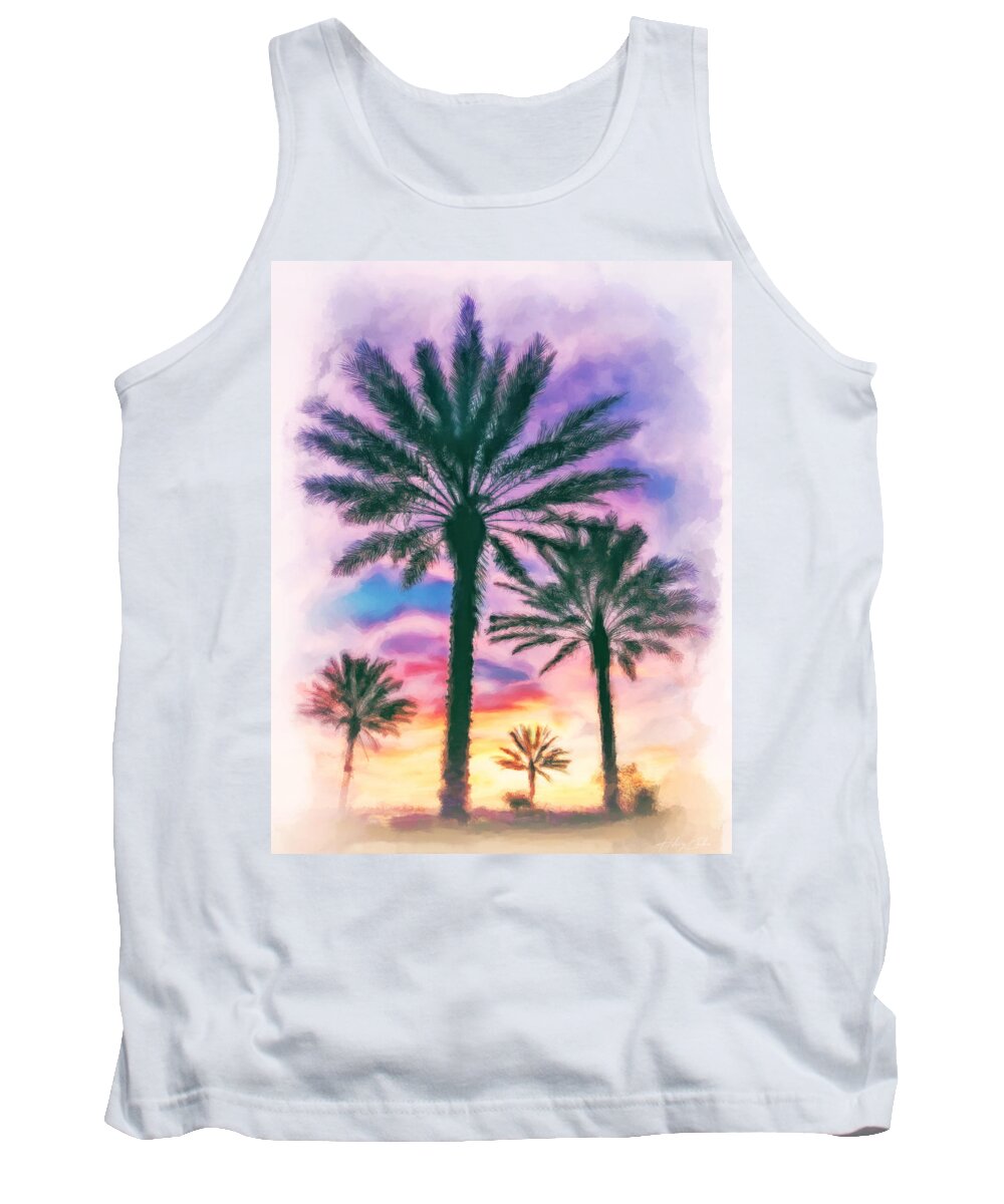 Florida Tank Top featuring the painting Orlando Tropical Sunset by Hillary Kladke
