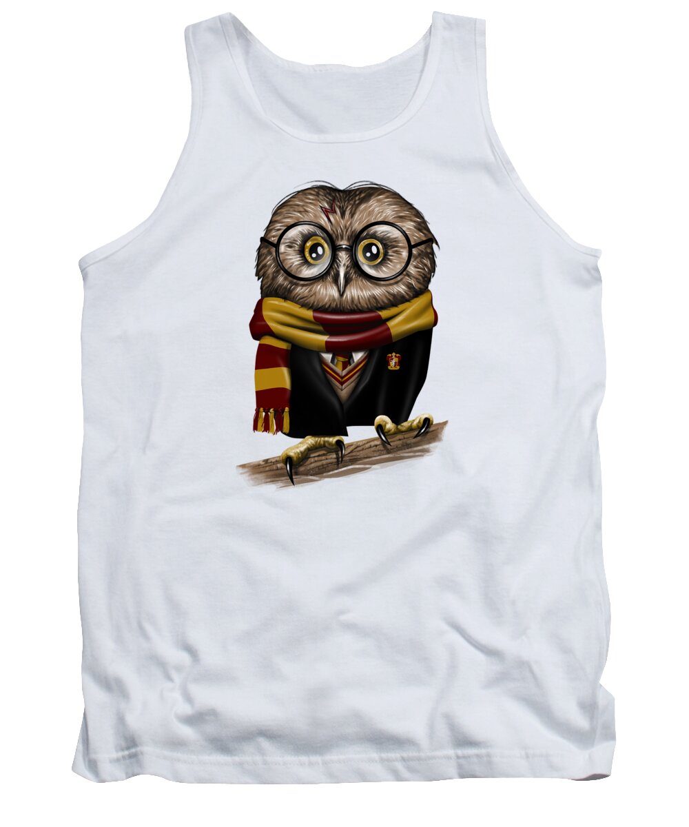Owl Tank Top featuring the digital art Owly Wizard by Vincent Trinidad