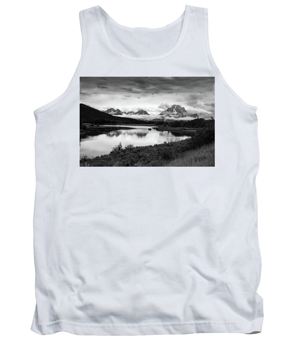 Nature Tank Top featuring the photograph Oxbow Bend in Black and White by Rose Guinther