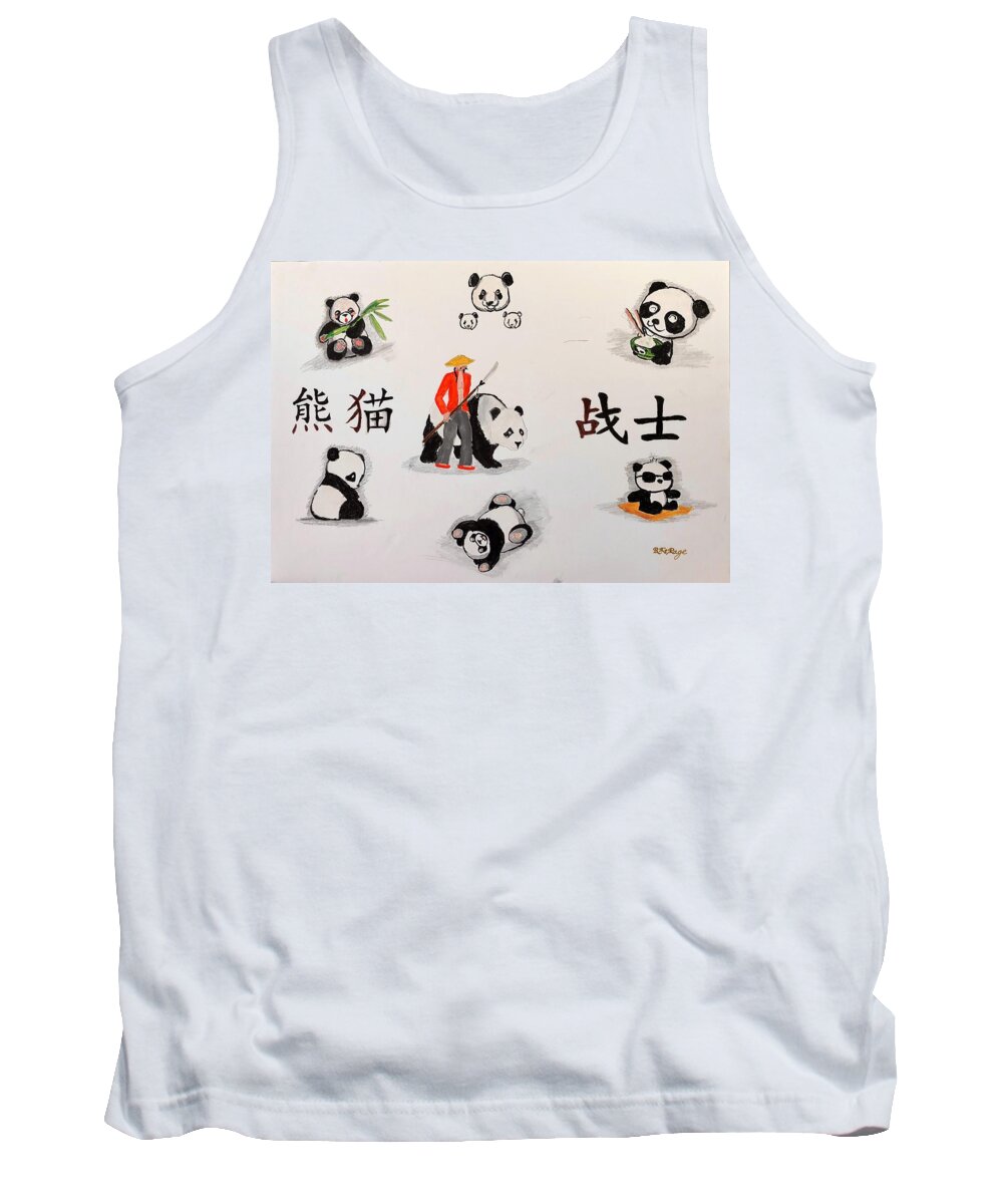 Panda Tank Top featuring the painting Panda Warrior by Richard Le Page