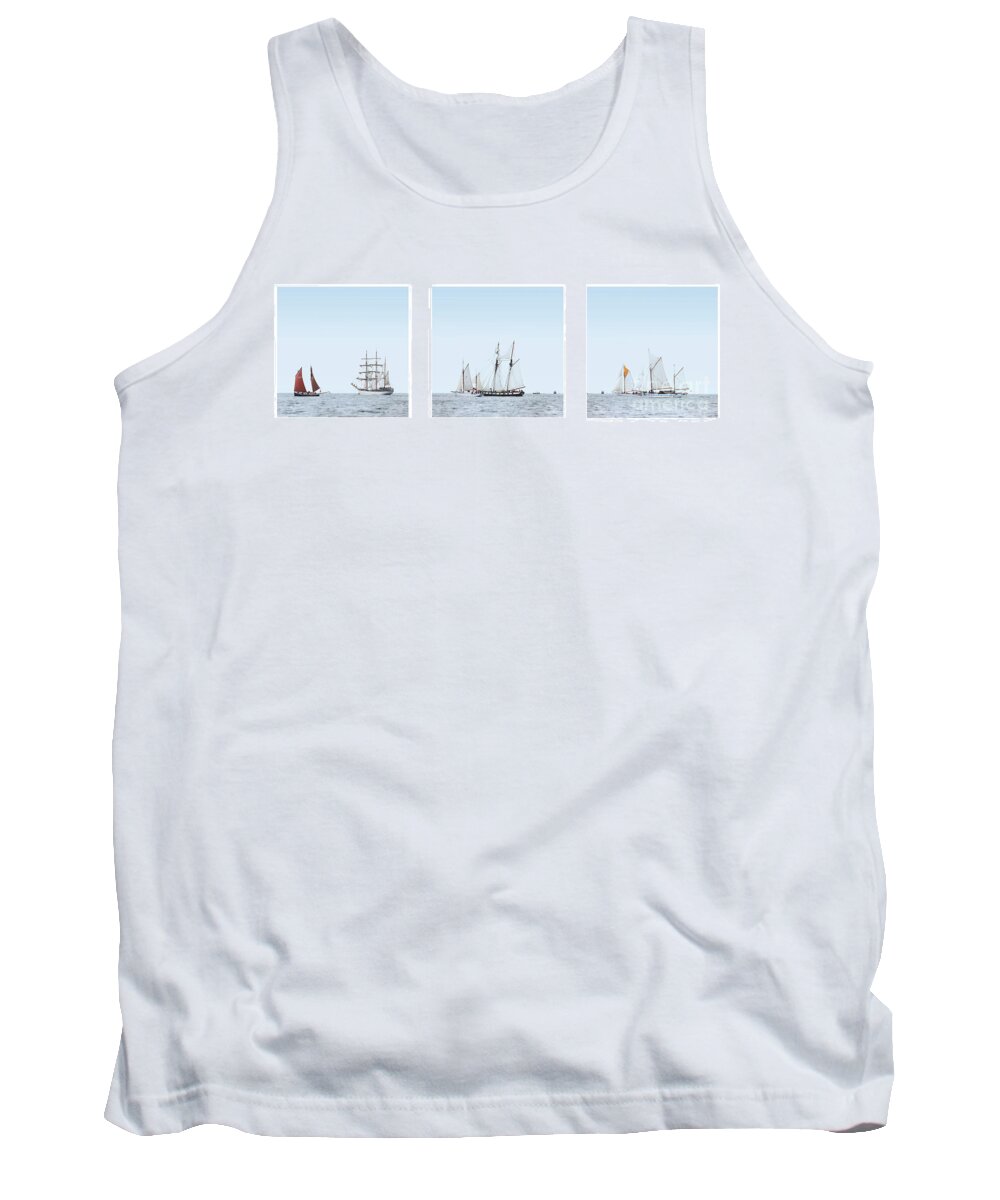 Sailing Ship Triptych Tank Top featuring the photograph Peaceful day on the ocean. by Frederic Bourrigaud