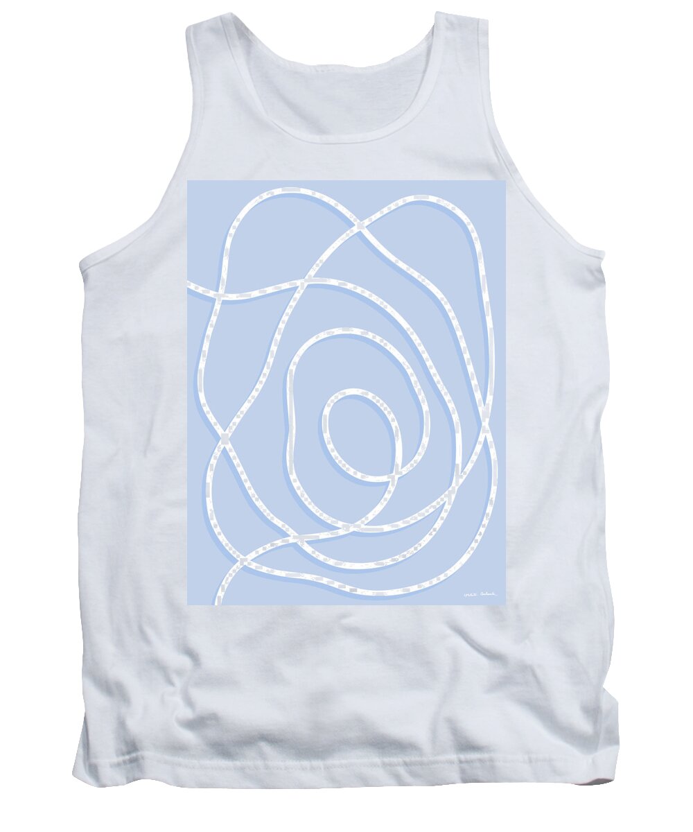 Nikita Coulombe Tank Top featuring the painting Pearl Drop 6 in blue by Nikita Coulombe