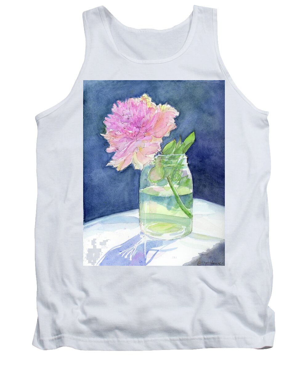 Watercolor Paintings Tank Top featuring the painting Peony in a jar by Rebecca Matthews