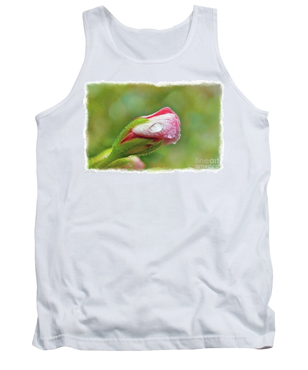 Botanical Tank Top featuring the photograph Pink Geranium Bud 1 by Debbie Portwood