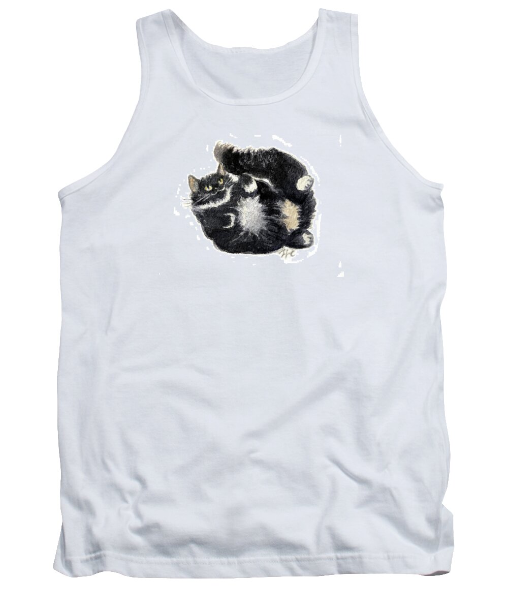 Cat Tank Top featuring the painting Please Pat My Tummy by Laura Lee Cundiff