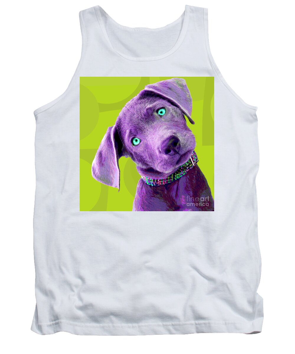 Dogs Tank Top featuring the photograph PopART Silver Lab Puppy by Renee Spade Photography
