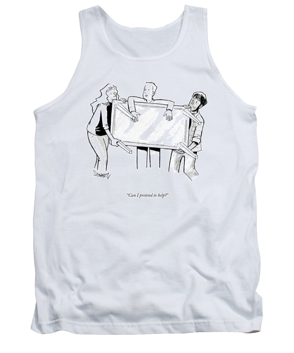 A24078 Tank Top featuring the drawing Pretend To Help by Benjamin Schwartz