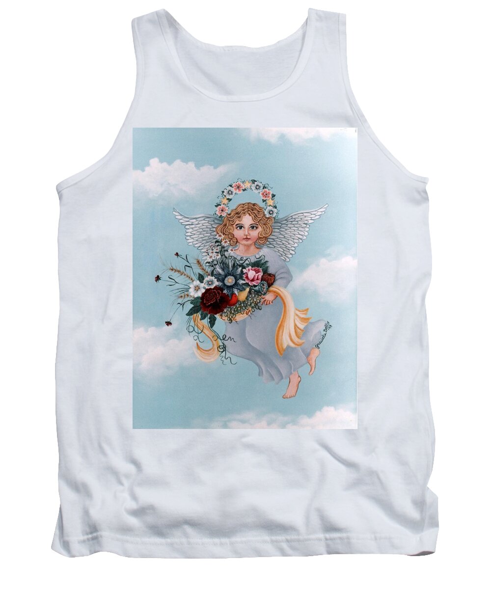 Christmas Tank Top featuring the painting Prosperity Angel by Graciela Bello