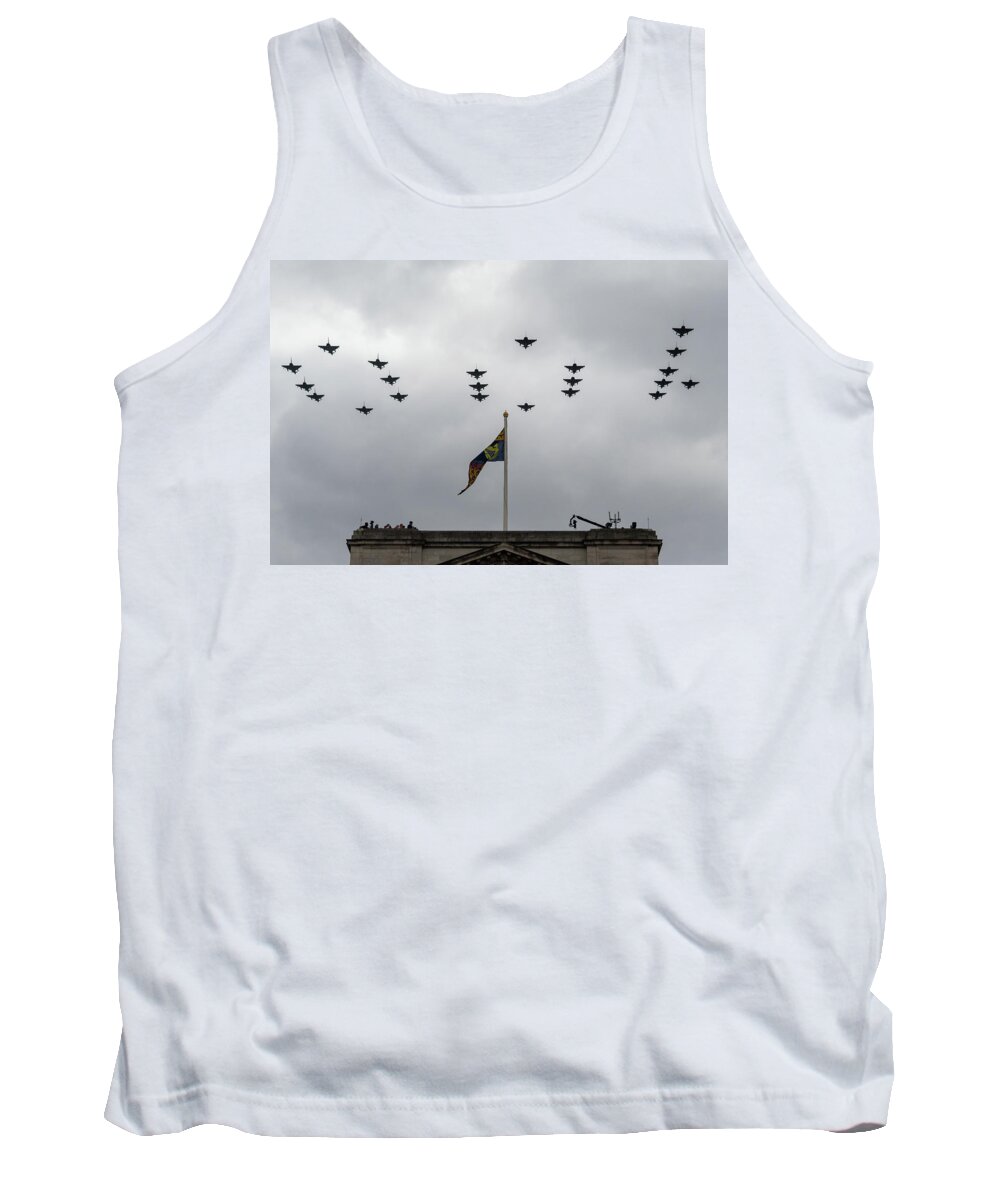 Raf Tank Top featuring the photograph RAF 100 fly pass by Andrew Lalchan