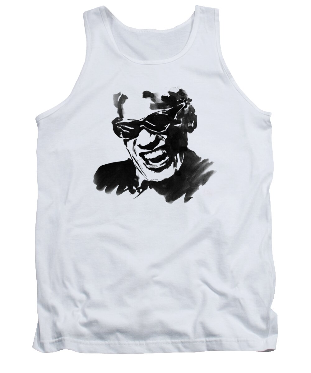 Ray Charles Tank Top featuring the painting Ray Charles by Pechane Sumie