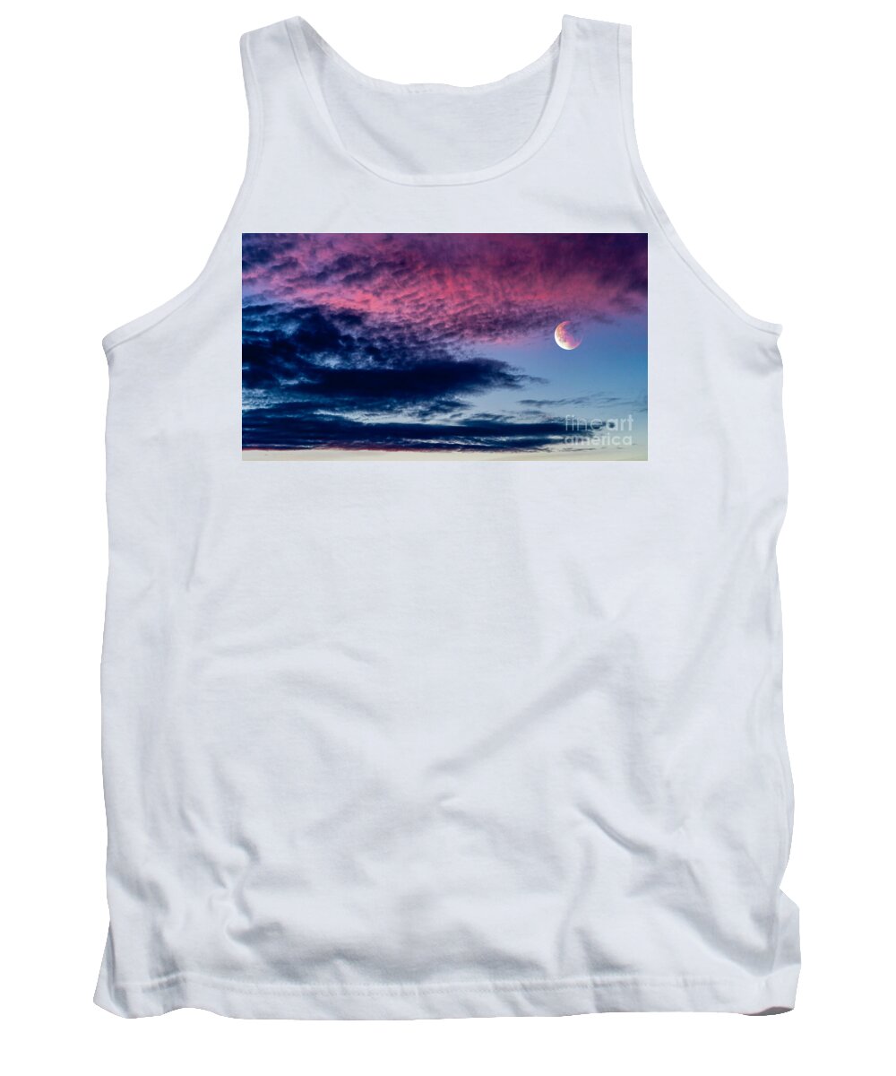 Sky Tank Top featuring the photograph Red moon by Chris Bee
