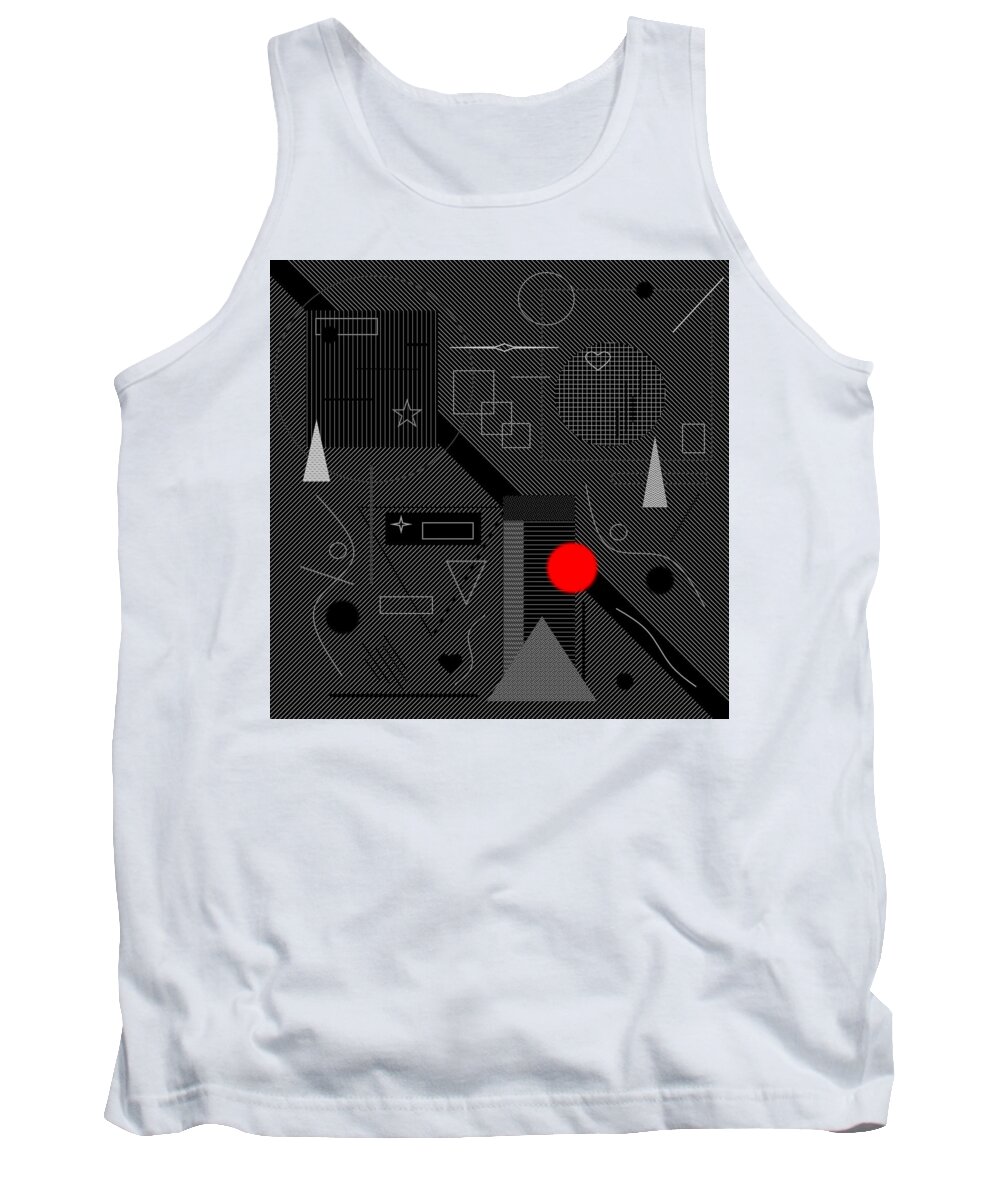 Black Tank Top featuring the digital art Red Moon by Designs By L