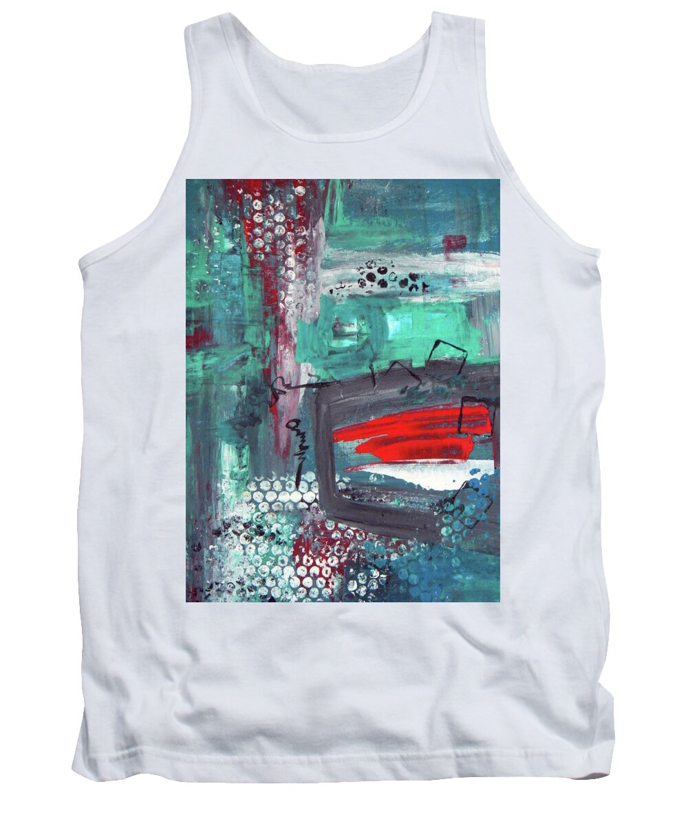 Abstract Art Tank Top featuring the painting Red Smack by Everette McMahan jr