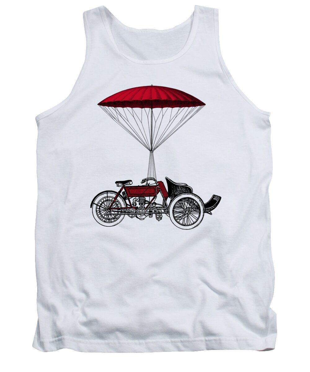 Moto Tank Top featuring the digital art Red Tricycle by Madame Memento