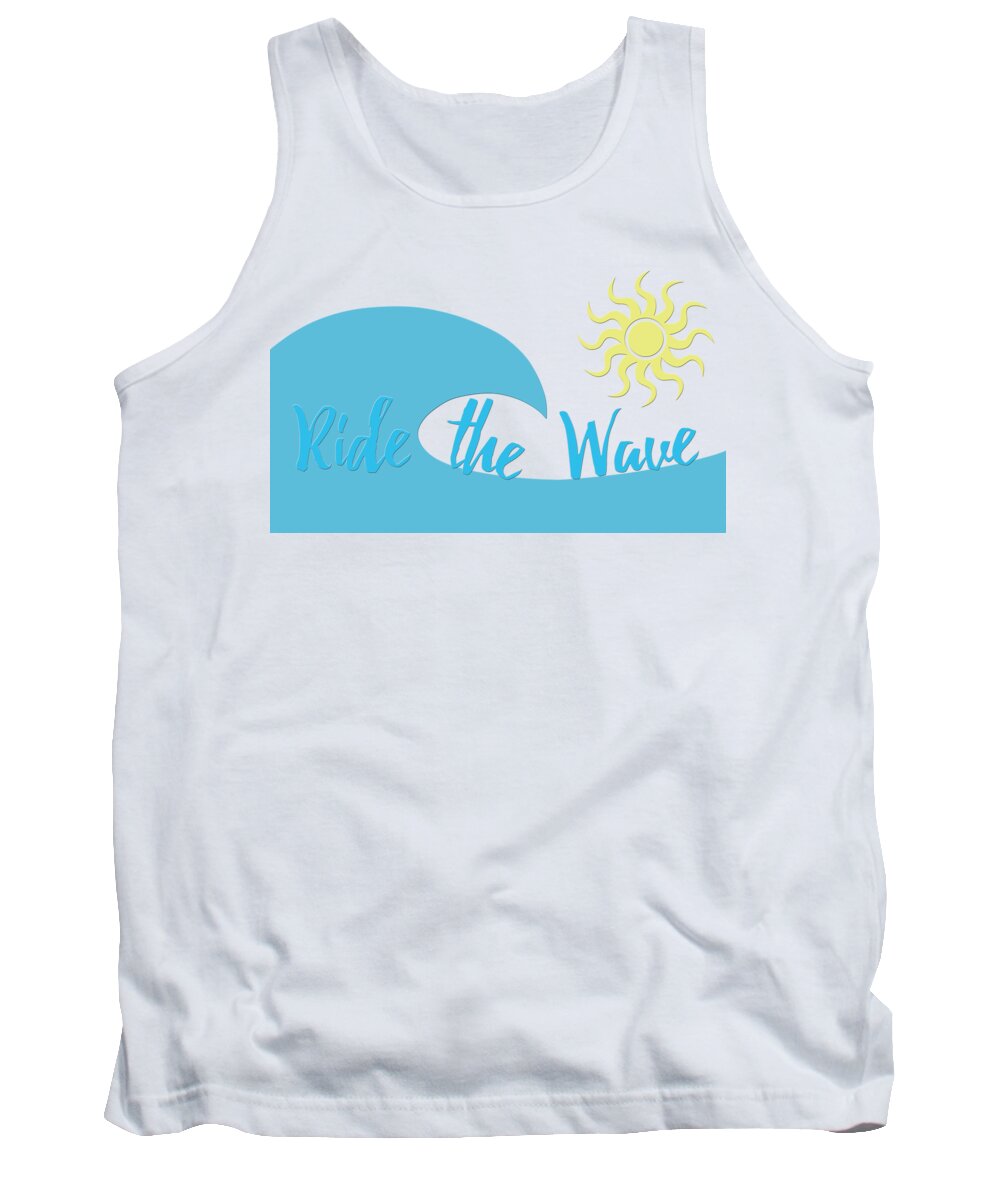Ride The Wave Tank Top featuring the digital art Ride the Wave by Angie Tirado